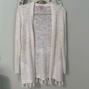 Lilly Pulitzer tatum White Open-Front Cardigan Sweater